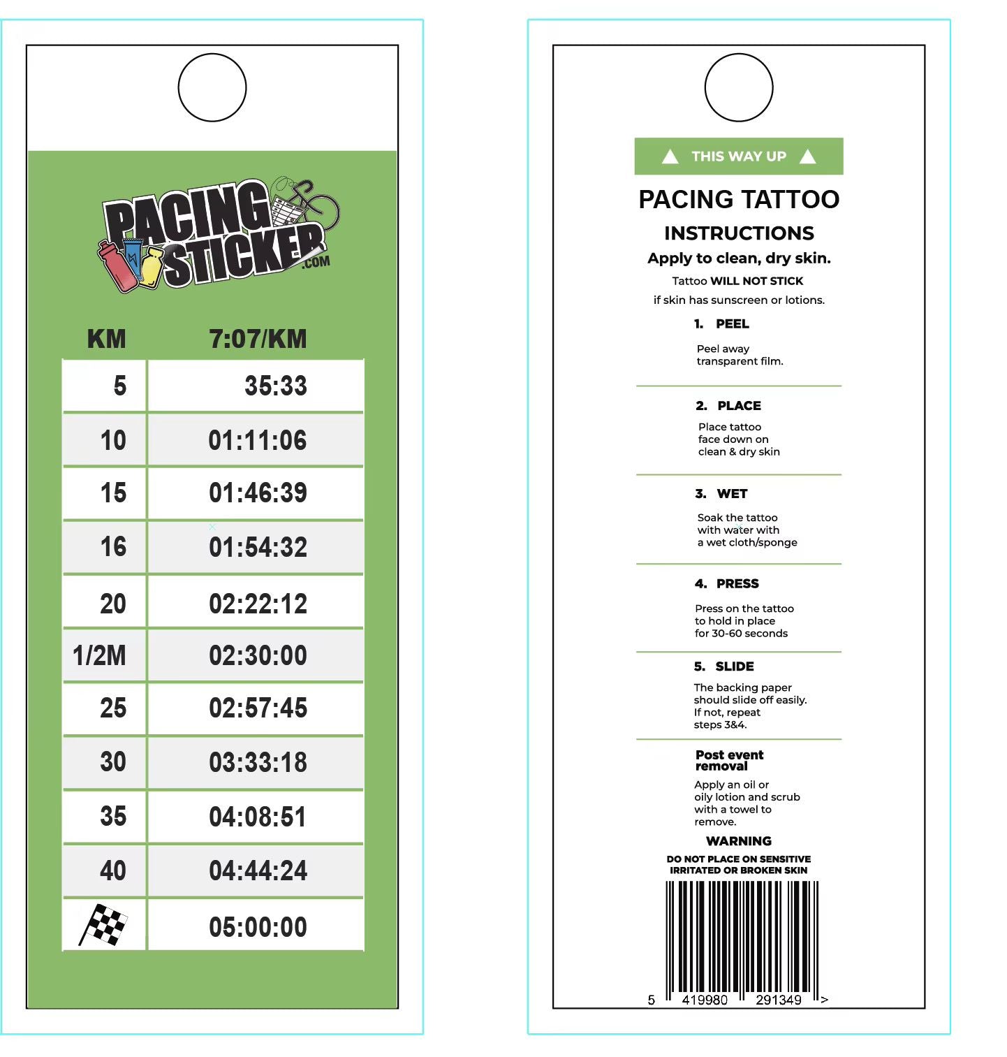 Marathon Pacing Tattoo - 5 pcs